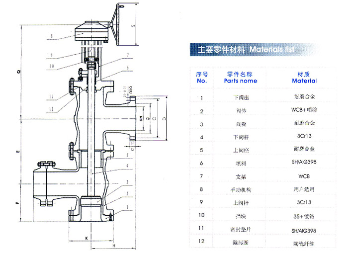 三通式料漿閥產(chǎn)品結(jié)構(gòu)圖